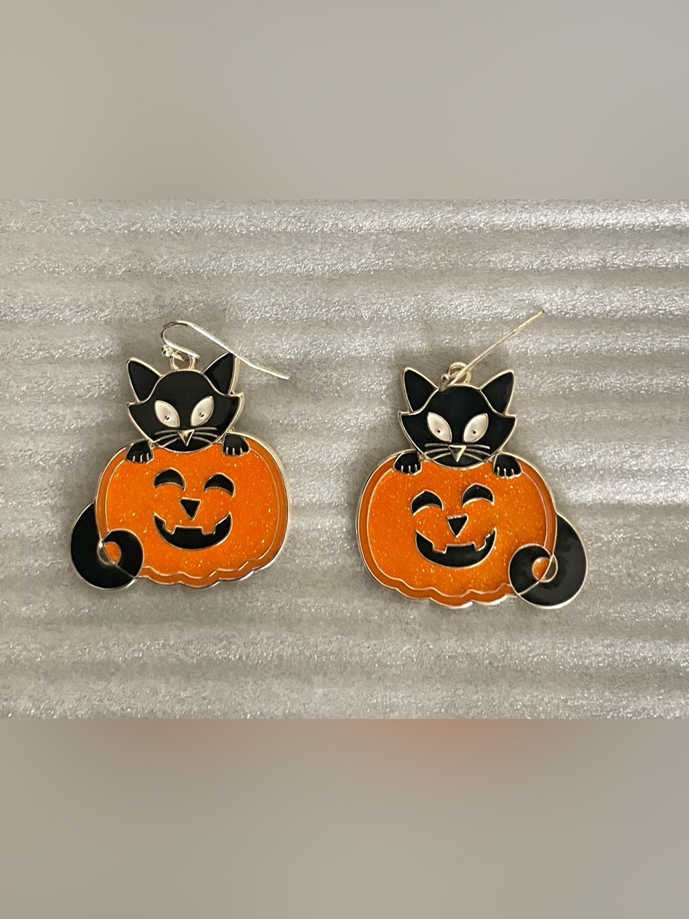Glow in the Dark Cat and Pumpkin Nickel Free Earrings